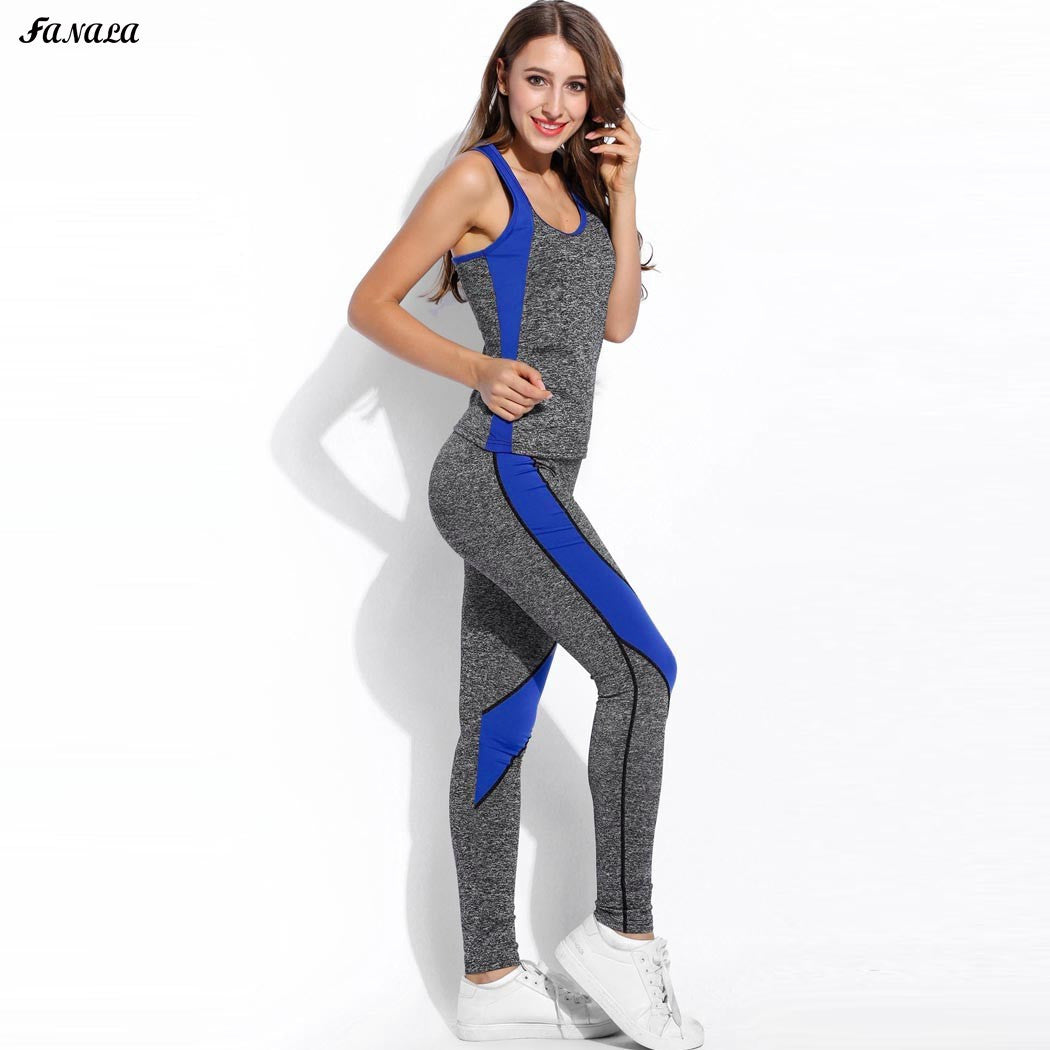 FANALA Women Suit Slim O Neck 2 Piece Set Women Sleeveless Vest and Pants Elastic Tracksuit Women Clothing Suit